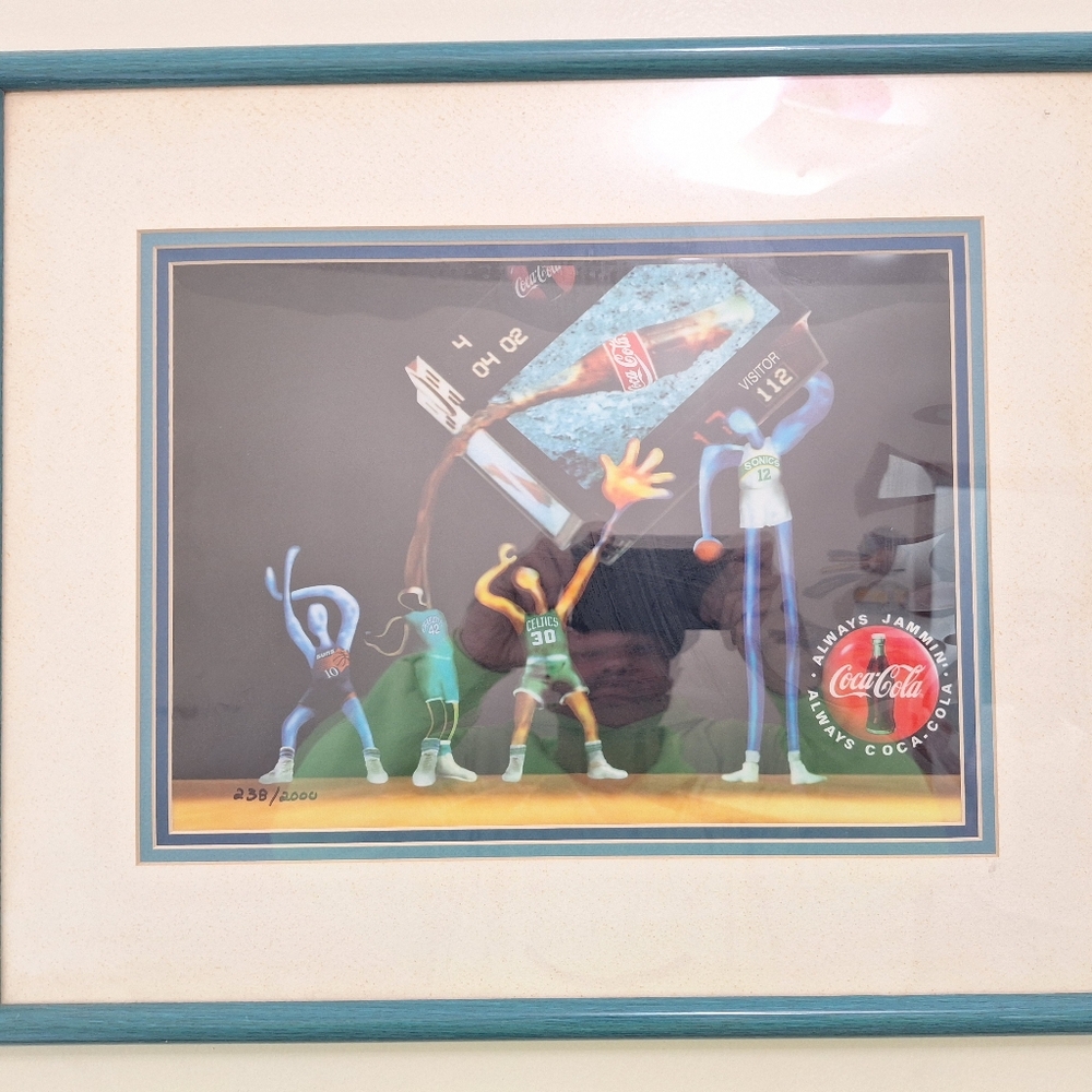 RARE Coca-Cola NBA Coke ART Frame & Picture Basketbal 238 of 2000 made LTD Print